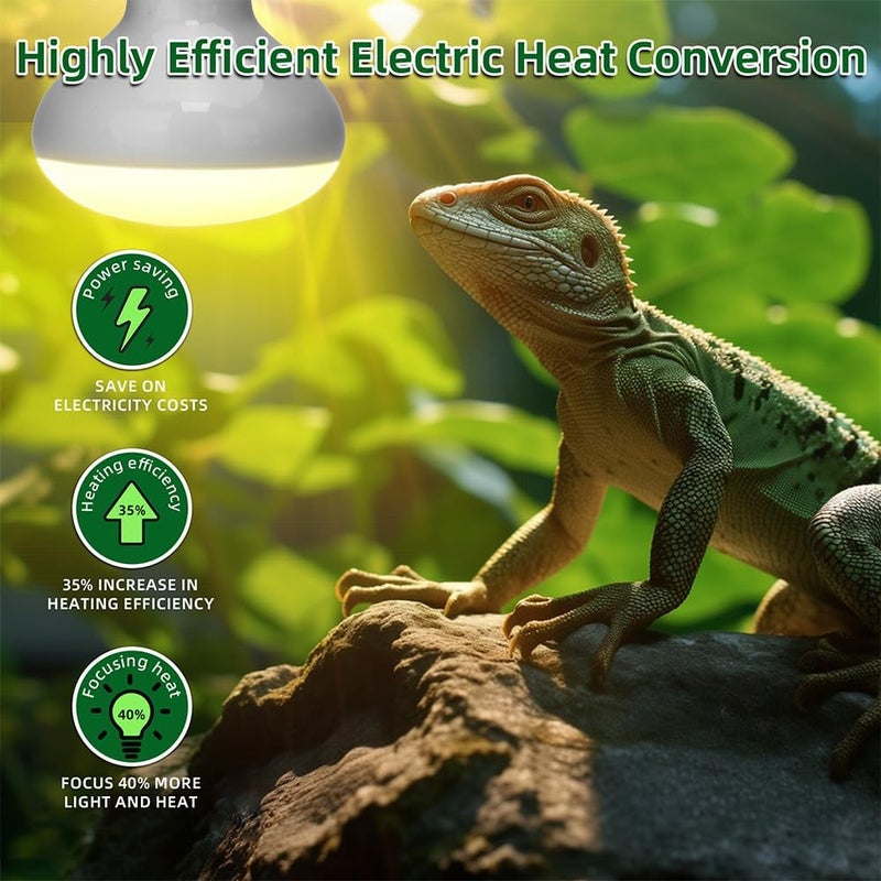 DATOO Reptile Heat Lamp 100W Amphibians Basking Light Bulb UVA Heat Lamp Bulbs Daylight Basking Spot Light for Lizards Bearded Dragon Turtles Snakes Chickens Pet Brooder (2 Pack) - Image 3